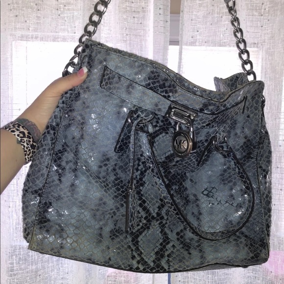 Michael Kors Snakeskin Large Hamilton Tote - Picture 2 of 3